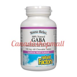 NaturalFactors 100% Natural GABA 100mg Tropical Fruit Flavour 60chewable tablets