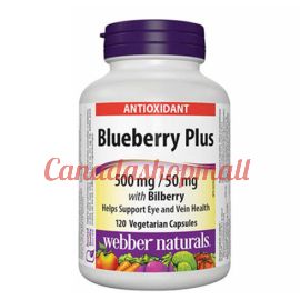 webber naturals Blueberry Plus with Bilberry 500 mg/50 mg Vegetarian Capsules, 120-count