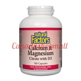 NaturalFactors Calcium & Magnesium Citrate with D3 Plus Potassium, Zinc & Manganese 180capsules