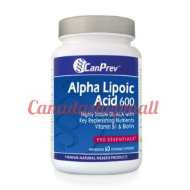 CanPrev Alpha Lipoic Acid 600mg 60vegetable capsules.