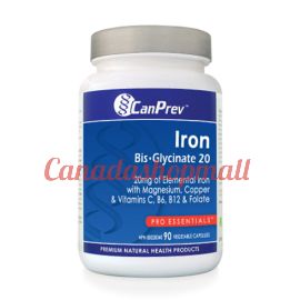 CanPrev Iron Bis-Glycinate 20 90vegetable capsules.