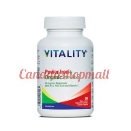 VITALITY Power Iron +  Organic Spirulina 30 Capsules