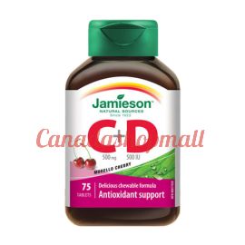 Jamieson Vitamin C Chewable 500mg + D 500IU 75tablets.