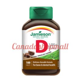 Jamieson Vitamin D Chewable 1000IU 25mcg Chocolate 100tablets.