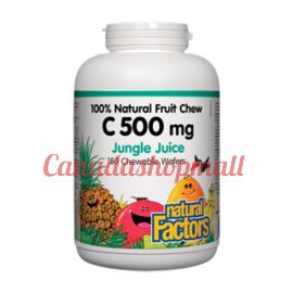 NaturalFactors C 500mg 100% Natural Fruit Chew, Jungle Juice 180chewable wafers