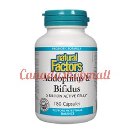 NaturalFactors Acidophilus & Bifidus 5 Billion Active Cells 180capsules