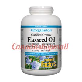 NaturalFactors OmegaFactors Certified Organic Flaxseed Oil 1000mg 360softgels