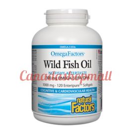 NaturalFactors OmegaFactors Wild Fish Oil 1000mg Omega-3 EPA/DHA 300mg 120enteripure softgels