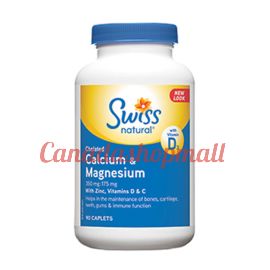 Swissnatural Calcium & Magnesium Chelated with Zinc Vitamins D & C 350mg:175mg 90caplets