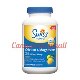 Swissnatural Calcium & Magnesium Natural Lemon 350mg/175mg 60chewable tablets